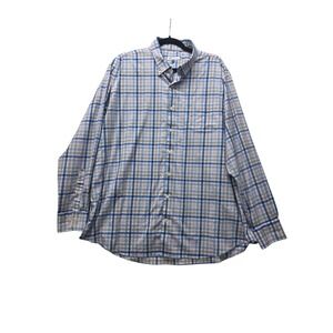 Peter Millar Mens XXL Blue Plaid Performance Button Down Shirt MS22W22NBL